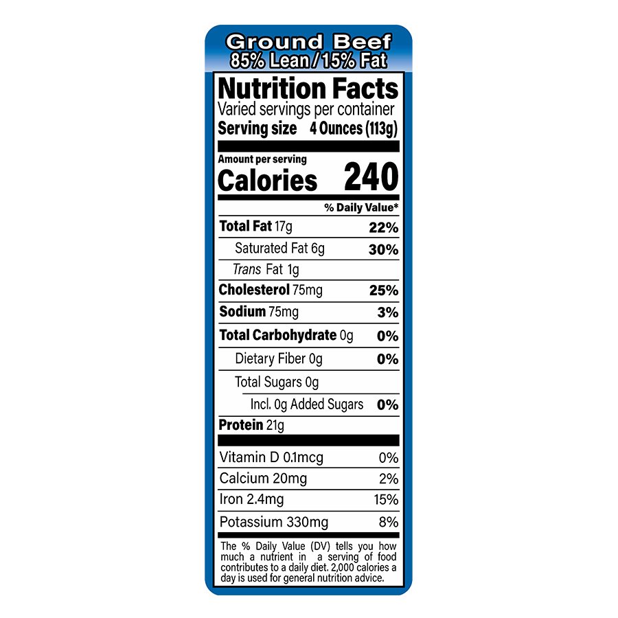 Ground Beef Lean Fat Label