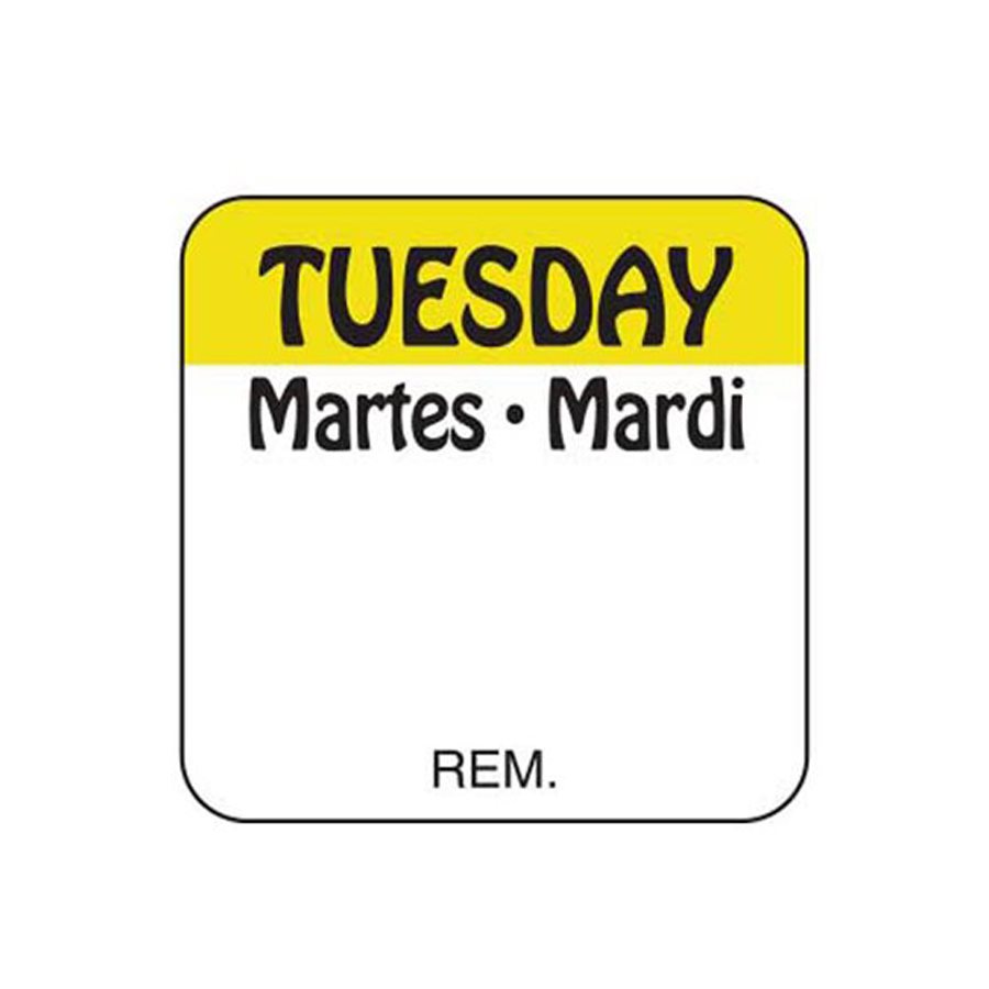 Tuesday - Martes .75 Dissolvable Date Label