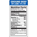 Ground Beef 85% Lean / 15% Fat Label