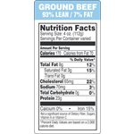 Ground Beef-93% Lean / 7% Fat Label