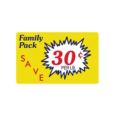 Family Pack / Save 30¢ / lb Label