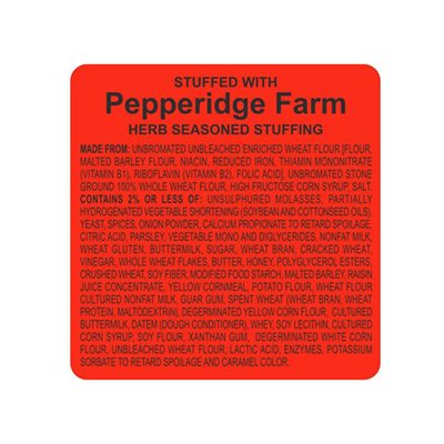 Pepperidge Farm (Stuffed with) Label