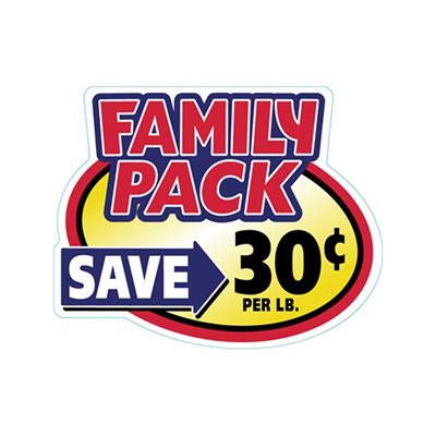 Family Pack Save 30¢ Label