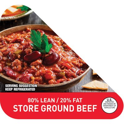 Store Ground Beef 80% Lean / 20% Fat Grind Label