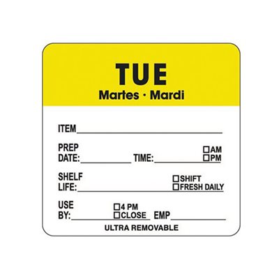 Tue Martes Mardi Prep / Use By Label